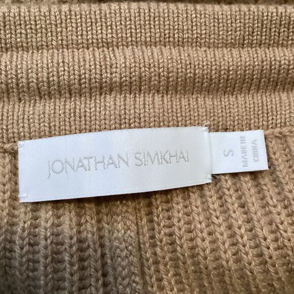 Jonathan Simkhai Wool Cashmere Camel Tan Ribbed Knit Sweater Jogger S - Picture 8 of 9